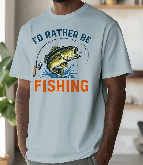I’d Rather Be Fishing T-Shirt – Funny Fishing Tee for Anglers