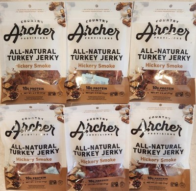 6~Archer HICKORY SMOKE All Natural Turkey Jerky, 10g Protein PER SER. Exp 7/2/26