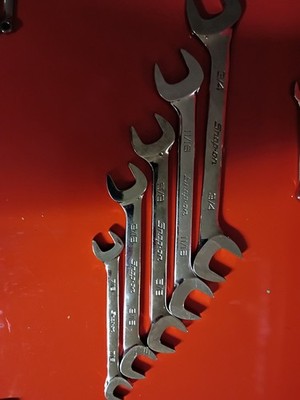 Snap On SAE Four-Way Angle Head Open-End Wrench Set 5 Piece