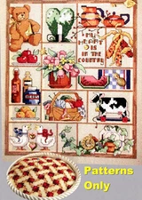 Heart Is In Country Sampler Teddy Bear Tart Pincushion CROSS STITCH PATTERNS