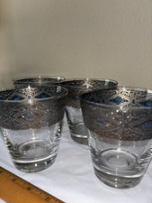 Culver's Sorrento pattern with platinum detailing on lowball glasses — a classic MCM barware name with elegant, understated glam.