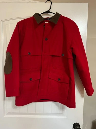 Orvis Rugged Canvas Barn Jacket Plaid Flannel Lined Mens L Red Outdoor Coat - product listing photo