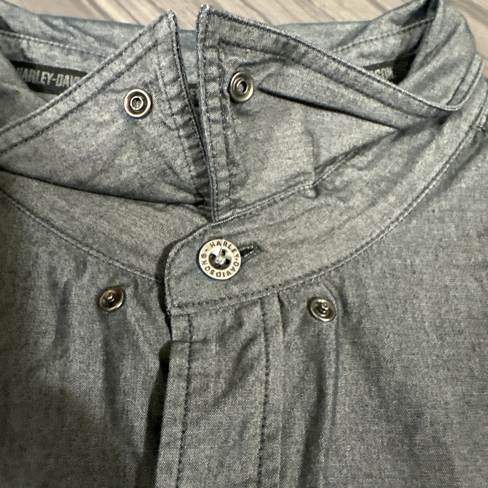 Harley Davidson Hidden Snap Button Down Long Slee… - image 10