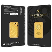 Perth Mint Gold Bar 20g 99.99 Fine In Sealed Assay Card.9999 Fine