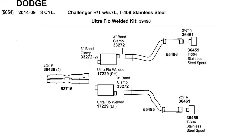 Silenciador soldado DynoMax Ultra-Flo para Dodge Challenger 2014-2008 Foto 3 de 4