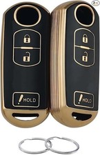 Key Fob Cover Compatible with 2010-2019 3 6 CX-3 CX-5 CX-7 Model: Black/Black