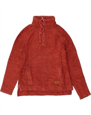 WEIRD FISH Damen Sweatshirt Pullover mit Reißverschluss am Ausschnitt UK 8 Small rot Baumwolle RN08