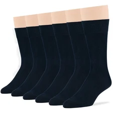 Men's Cotton 6 Pack Dress Business Comfortable Crew Socks Large 10-13 Dark Navy
