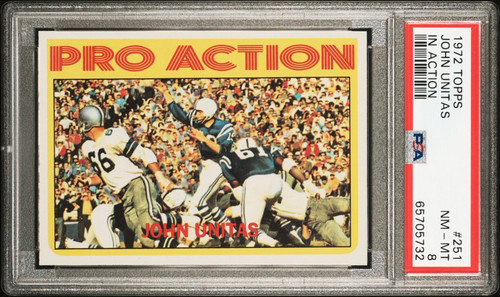 1972 Topps Football John Unitas In Action PSA 8 NM-MT Colts Card #251      cc23