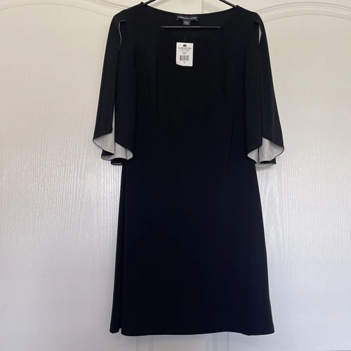 OFF WHITE Abito American Living by Ralph Lauren nero bianco sporco jersey manica spaccata taglia 4