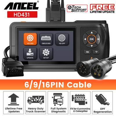 ANCEL HD431 Heavy Duty Truck Scanner Diagnostic Tool DPF Regen Reset Full System