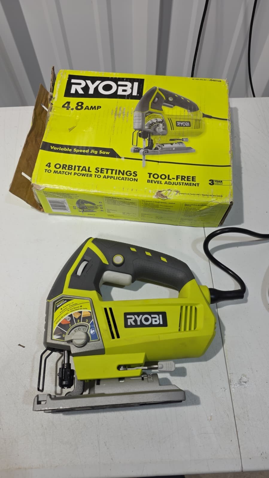 RYOBI JS481LG 4.8 Amp Corded Variable Speed Orbital Jig Saw 
