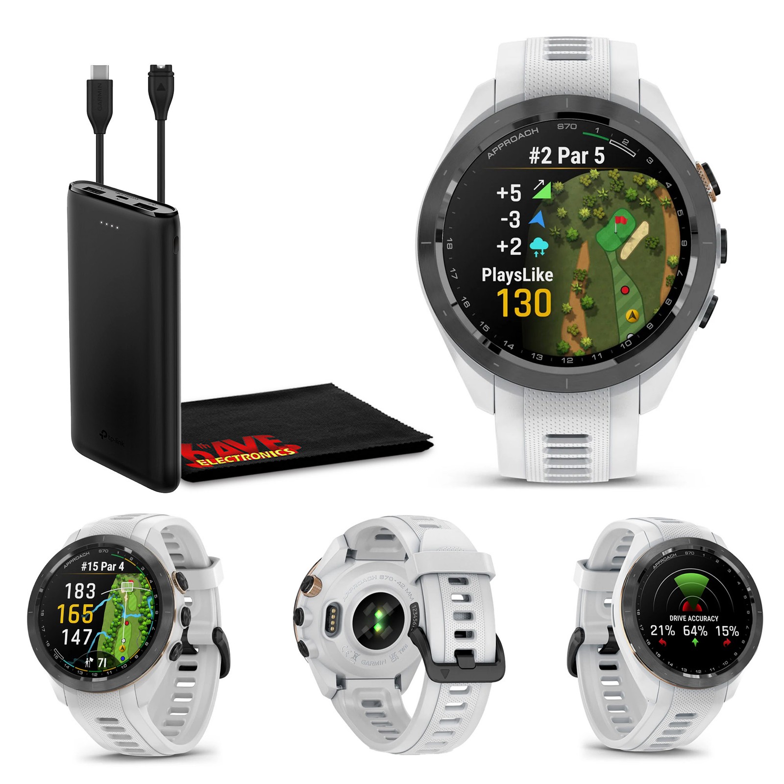 Garmin Approach S70 42mm GPS Golf Smartwatch with Fitness Tracking in White for Men-image