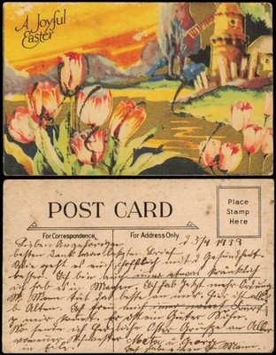 Ostern A Joyful Easter Tulpen intensiv Farben Modern ART 1933 Gold-Effekt