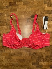 NWT Fantasie Ravello Bikini Top 38DD Rouge Red Gold Stripe Full Cup Underwire