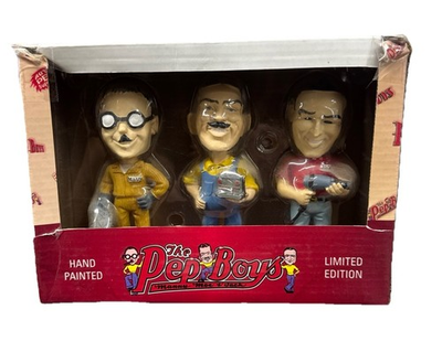 #ad PEP BOYS LIMITED EDITION HAND PAINTED BOBBLEHEAD FIGURES NEW IN BOX $65.00