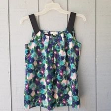 Loft Top Womens Small Watercolor Abstract Floral Loose Fit Summer Bloomcore Tank