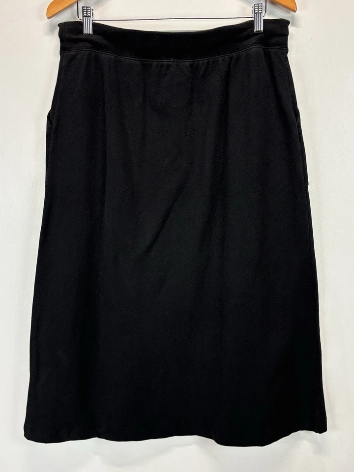 Vtg Polo Jeans Company Ralph Lauren Midi Skirt Sz Large black Pockets Pull On - Image 3 of 4