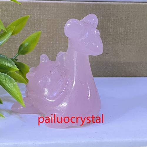 2" Natural Rose quartz Dragon Skull Quartz Crystal Skull Carved Figurines 1pc - Picture 5 of 12
