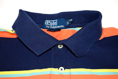 Vintage Polo Ralph Lauren Shirt Size M/L 80s 90s Navy Polo Orange