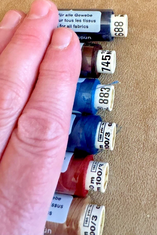 7 Spool Lot Mettler Metrosene Thread Sewing Germany sealed black multi colors - Image 2 of 4