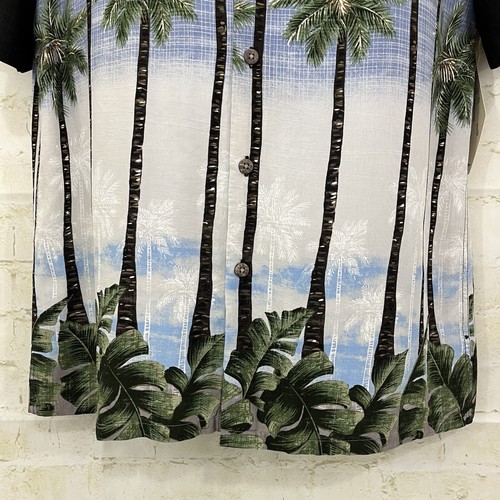 Island Shores Shirt Mens Size Small Blue Palm Button Front Short Sleeve - Picture 5 of 10
