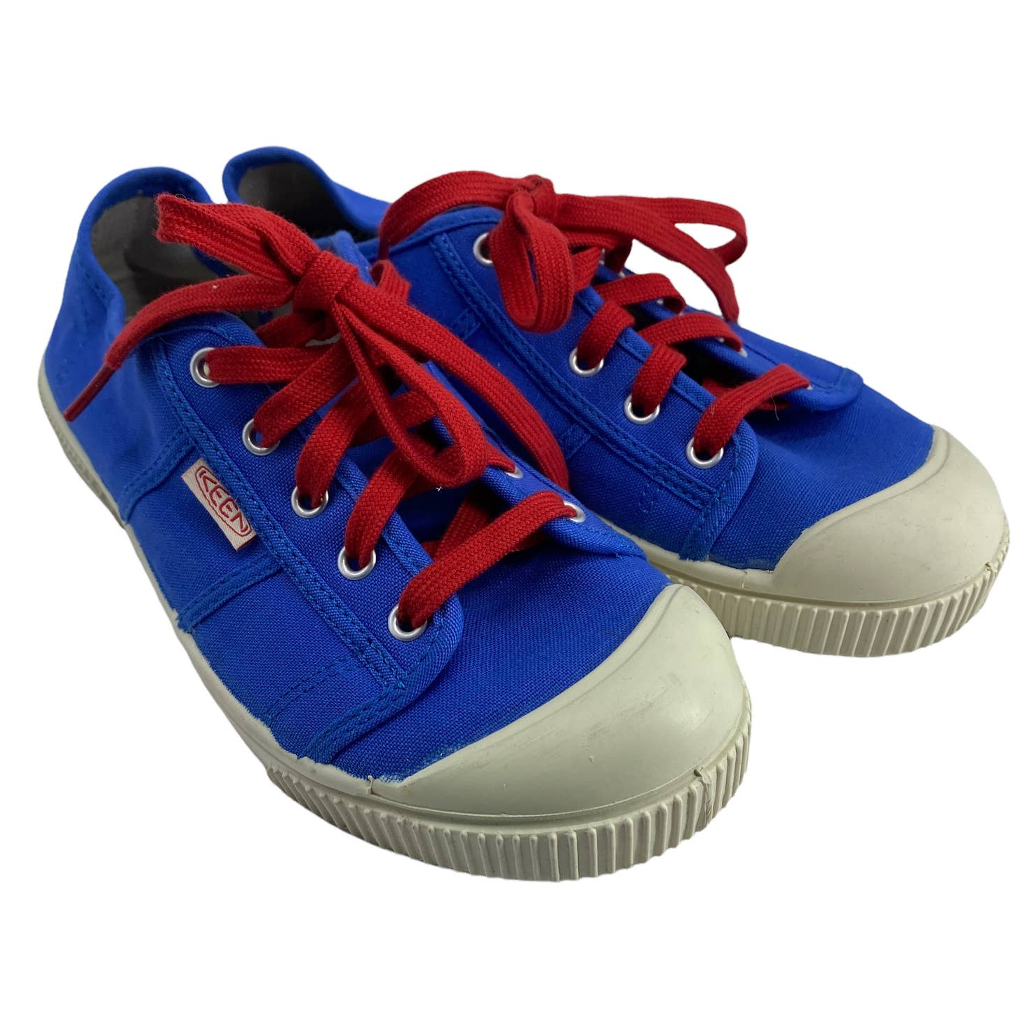 SAOLA Sneaker donna KEEN taglia 5 vulcanizzata blu rosso lacci suola bianca ottima