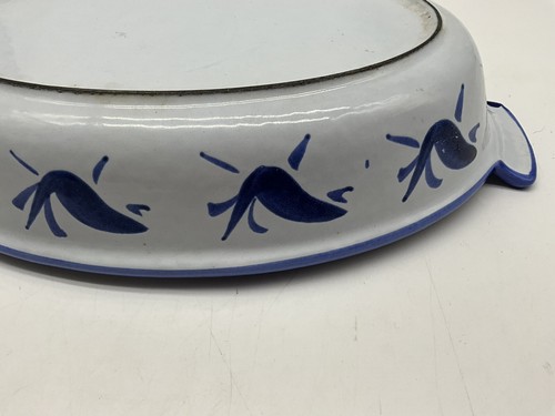 Husqvarna Vintage schwedische Emaille Gusseisen blau Vogel Gratin Auflaufform Bäckerform - Bild 12 von 14