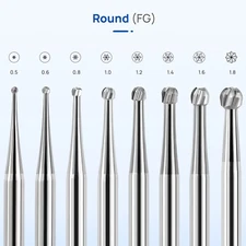 JMU Dental Tungsten Carbide Burs for High Speed Handpiece, FG Round Burs 5pcs/pk