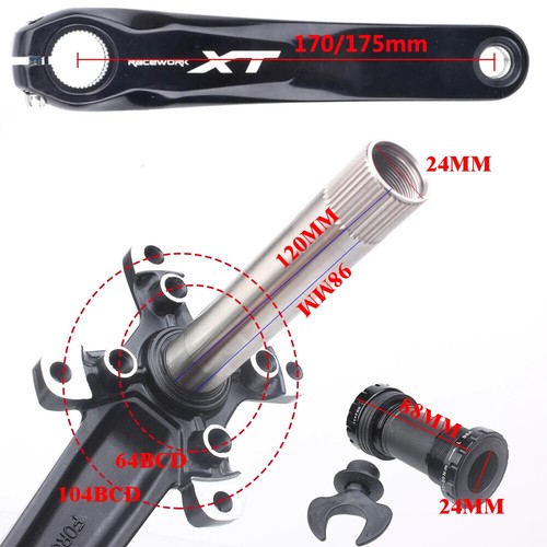 Juego de bielas de bicicleta 104BCD MTB bicicleta manivela plato bicicleta 170 mm 175 mm negro redondo Reino Unido - Imagen 3 de 25