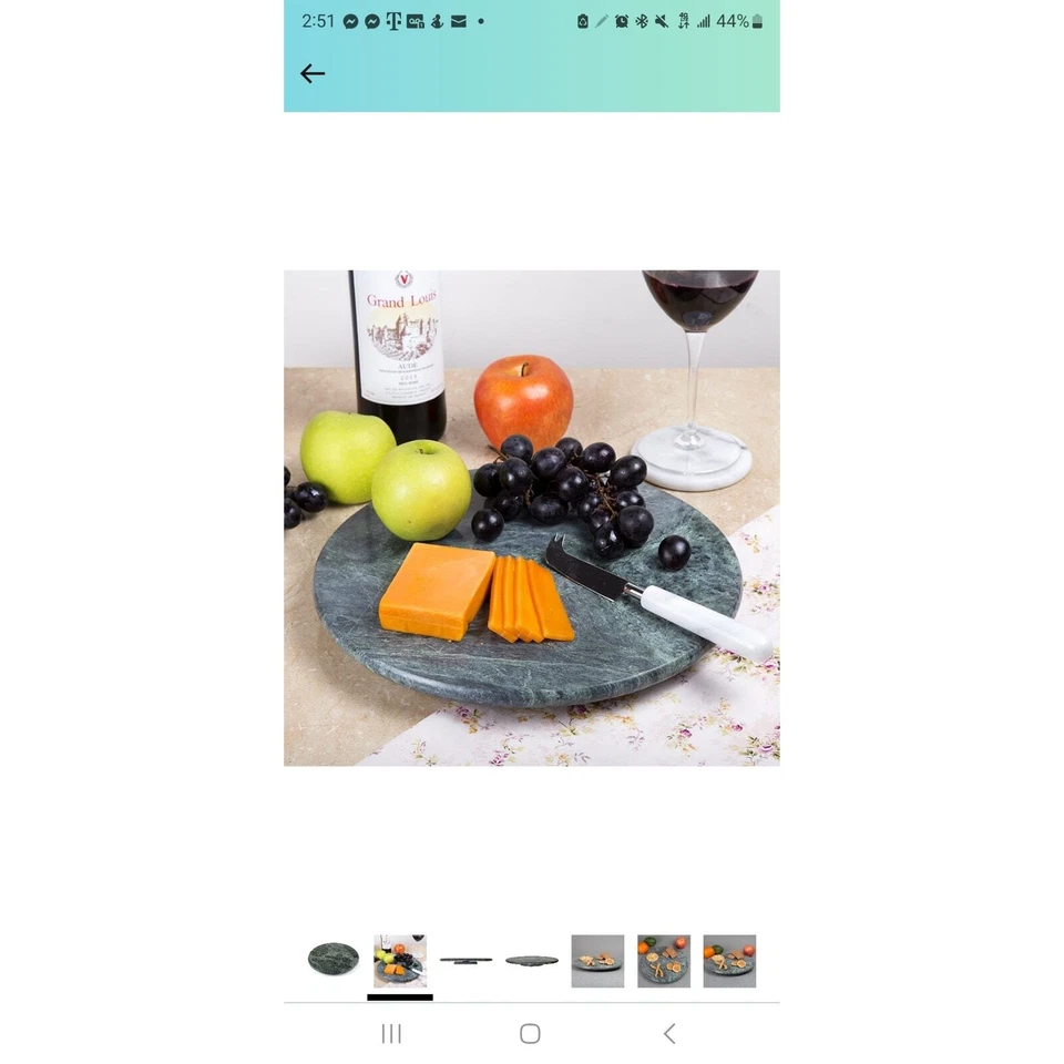 Creative Home Natural Marble Round Trivet Cheese Board Dessert Serving Plate 8"  - Image 2 of 4