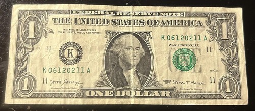 $1 Double Date Note K06120211A (June 12th AND February 11th) Series 2017 - Picture 2 of 3