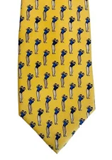 Ralph Lauren Golf Player Yellow Necktie Silk Tie USA Golfer
