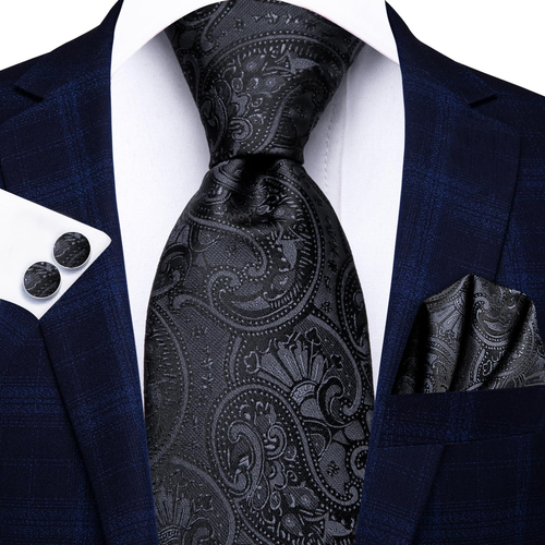 Men 63Inches Tie Set Extra Long Necktie Paisley Tie Pocket Suqare Cufflinks Big - Picture 3 of 7