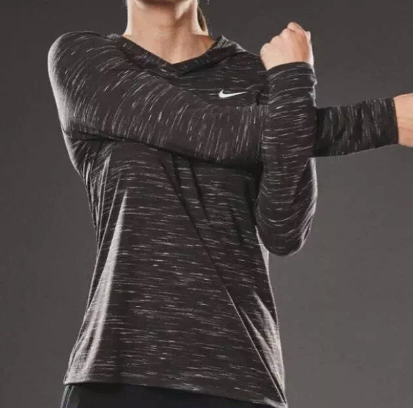 Women s Nike Legend Veneer Long Sleeve Lightweight Hoodie Black MSRP 40 S M
