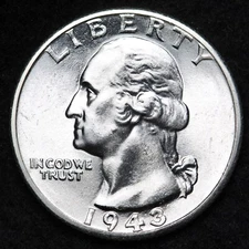 UNCIRCULATED UNC MS 1943 WASHINGTON SILVER QUARTER FREE SHIPPING