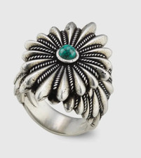 GUCCI 925 SILVER INTERLOCKING G FLOWER RING, 752416, SZ 17