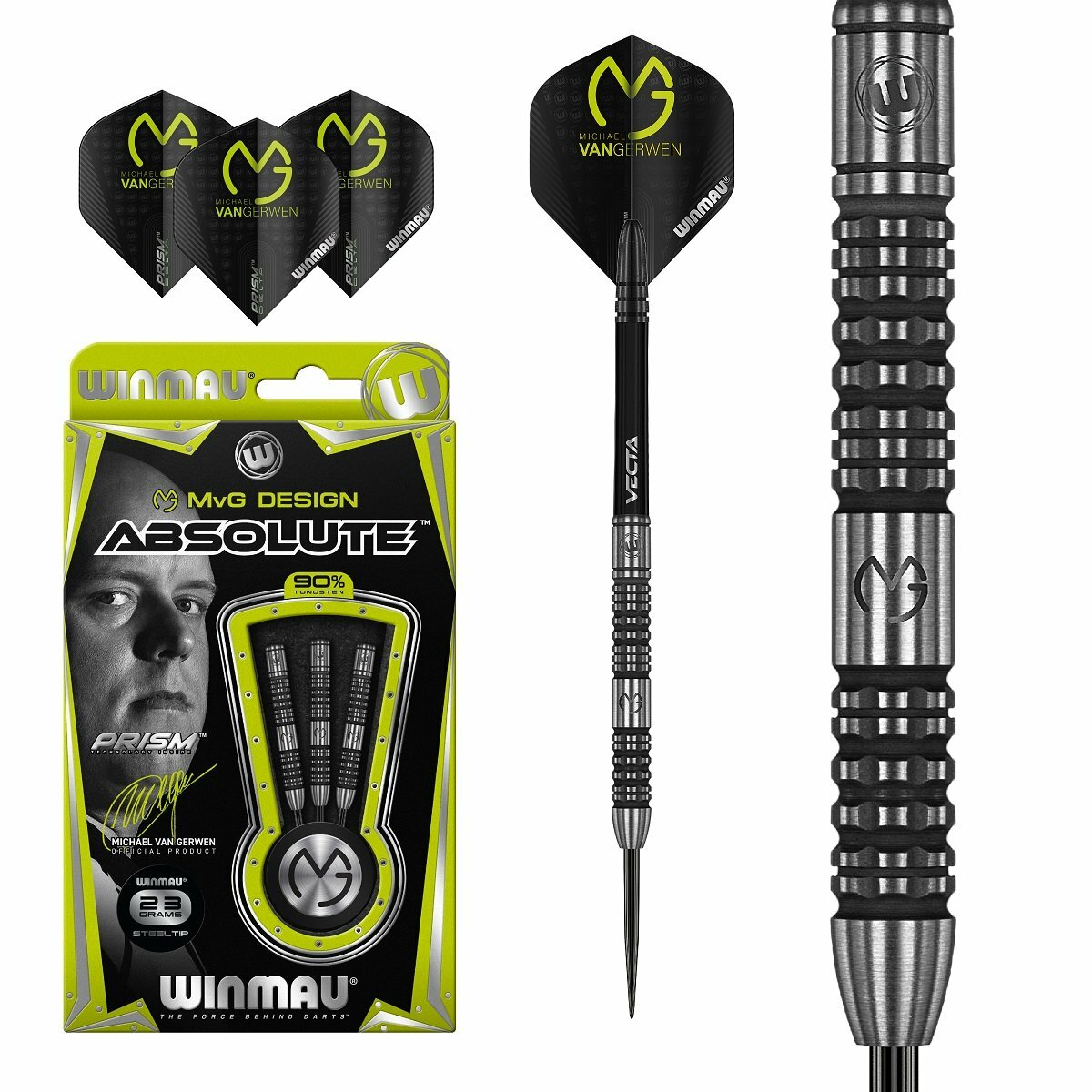 22 gram MICHAEL VAN GERWEN WINMAU ABSOLUTE 90% TUNGSTEN STEEL TIP
