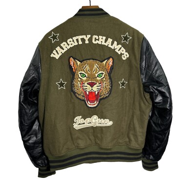 Top Gun MA-1 Leopard Print Wool Bomber Varsity Jacket Embroidered Patches 4XL