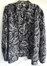 Vtg Laura Mae Paisly Print Long Sleeve Tunic Top button Shirt Blouse Sz L/XL