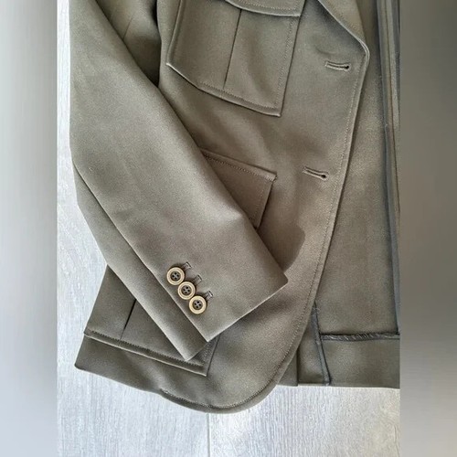 Theory Blazer Women's Army Green Military Style Button EUC Lined - Picture 8 of 8
