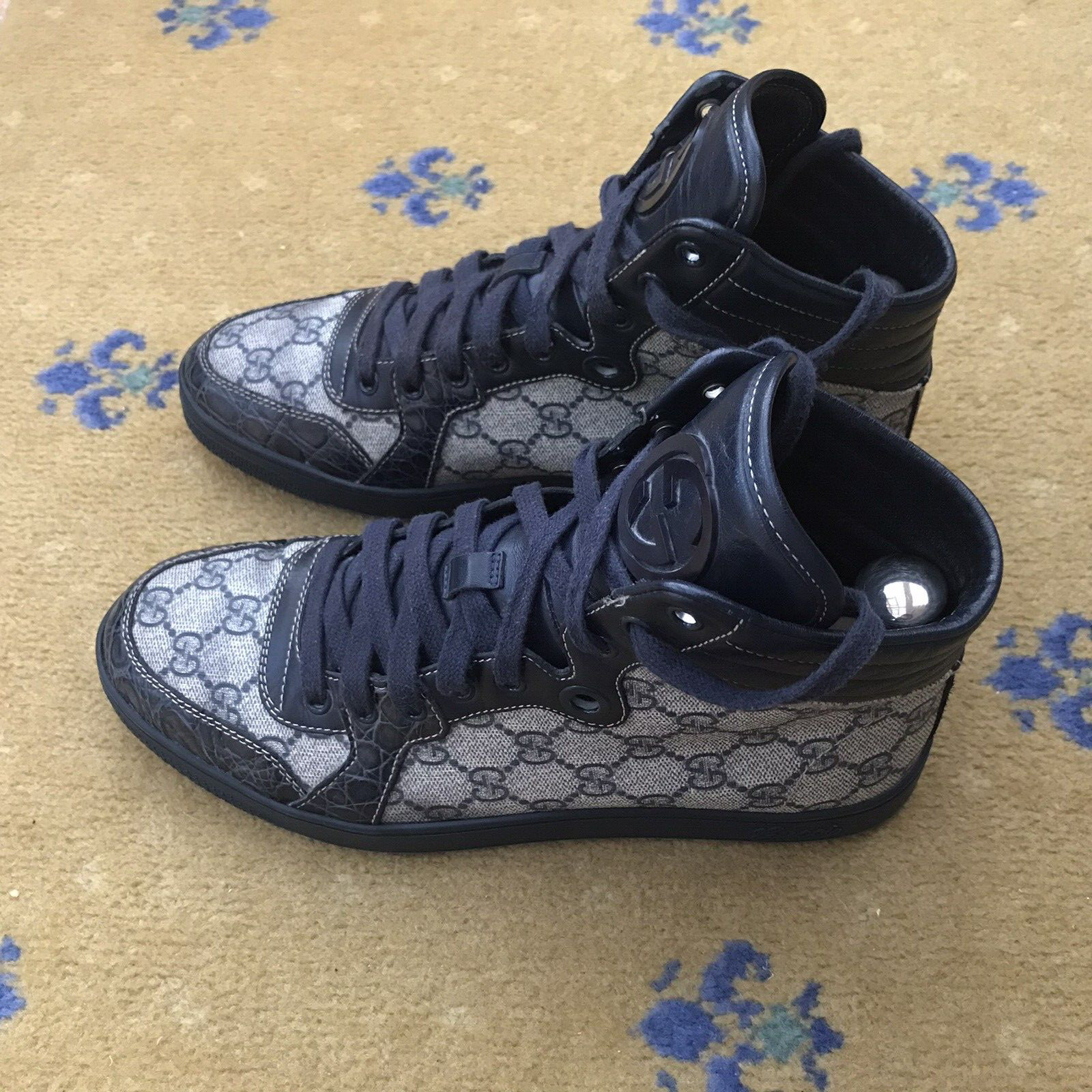 Gucci Trainers Sneaker Shoes High Top Croc Canvas Monogram Mens UK 6 US 7 EU 40 thumbnail 2