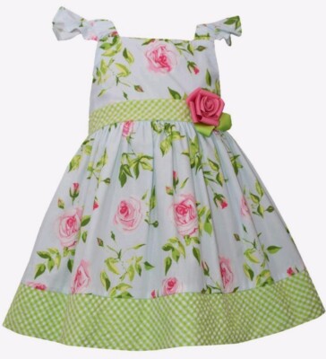 Bonnie Jean Little Girl's Happy Spring Floral Fanciful Dress-Size-4-Aqua