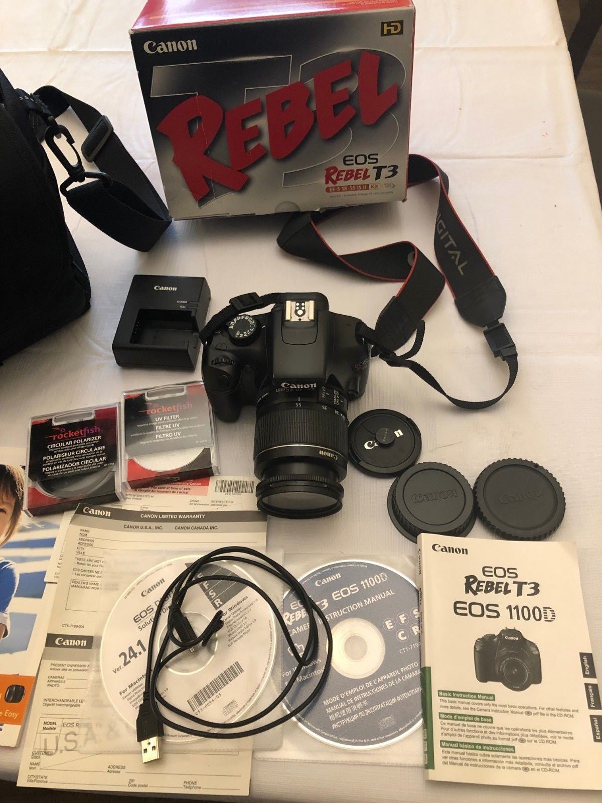 Canon EOS Rebel Canon EOS Rebel T3 12.2MP Digital SLR Camera - Black (Kit  w/ EF-S IS II 18-55mm Lens) (5157B002) | eBay