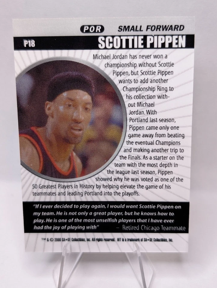 2000 Sage HIT Prospector Scottie Pippen #P18 HOF Portland Trail Blazers /999 - Image 2 of 2