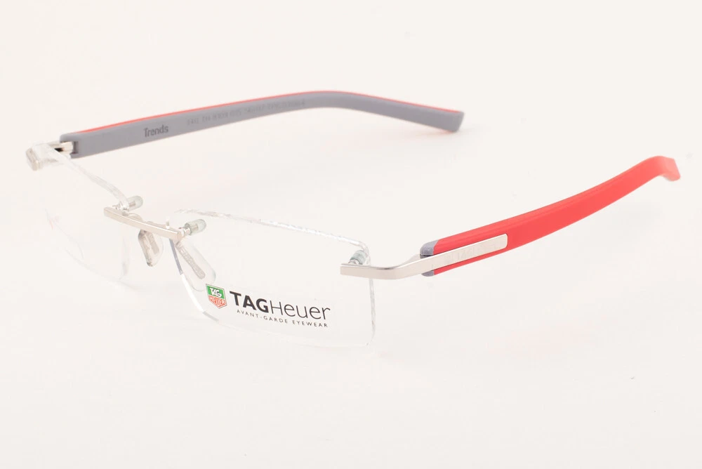 Tag Heuer 8109 015 TRENDS Red Gray Titanium Eyeglasses TH8109 015 56mm