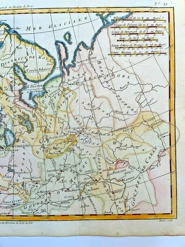 NORTHERN EUROPE RUSSIA 1780 RIGOBERT BONNE ANTIQUE MAP IN COLORS 18TH CENTURY - Picture 7 of 8