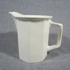 Sears Ironstone Octagon Cream 5 1/4" Tall Beaded Pitcher