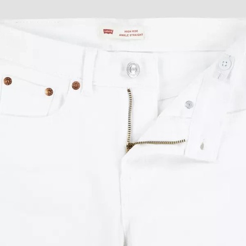 Levi's Ankle Straight Jeans Girl's 6 White Denim High Rise Cotton 5-Pockets - Picture 4 of 6