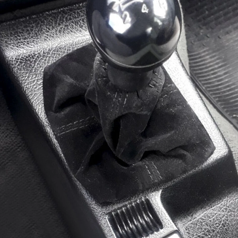 Universal JDM Black Suede Black Stitch Shifter Shift Gear Boot Cover MT/AT  - Image 3 of 4